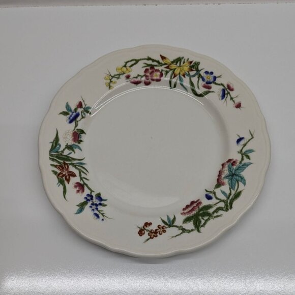 Syracuse China Bombay Restaurant Ware 9" Floral Plate Vintage Scalloped Edge USA - Picture 1 of 12